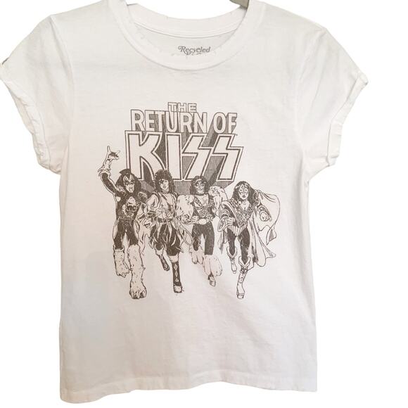 Recycled Karma KISS Distressed Boyfriend Band Tee Small - Picture 2 of 8